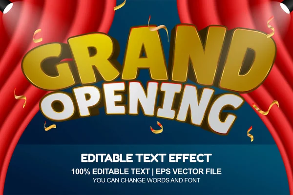 Gran Apertura Efecto Texto Editable Con Cortina Roja — Vector de stock