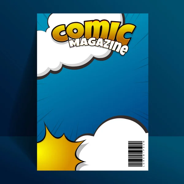 Modello Design Della Rivista Fumetti Con Elemento Stile Cartone Animato — Vettoriale Stock