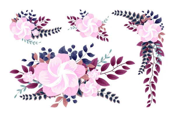 Stylized Banner Floral Decorative Elements Vector Illustration — Vector de stock