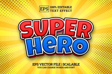 stylized cartoon banner with super hero lettering, vector illustration