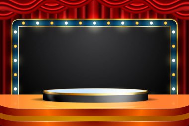 stylized banner with empty scene, vector illustration