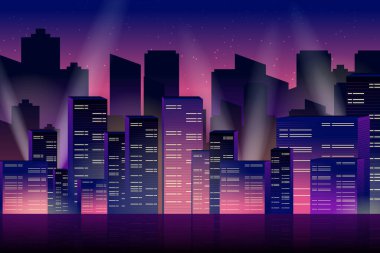 stylized banner with skyscrapers cityscape, vector illustration