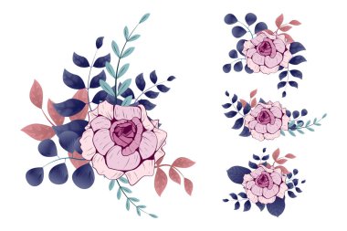 illustration of floral decorative elements for background