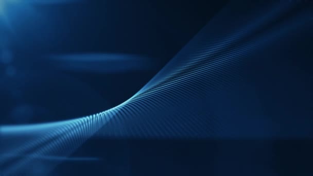 アブストラクトクリーンな青色技術発光粒子とレンズフレアの優しく流れるフラクタル波を用いた背景アニメーション — ストック動画
