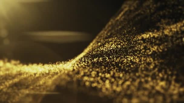 Αφηρημένη Κίνηση Φόντο Animation Μια Ροή Χρυσό Φράκταλ Κύμα Λαμπερό — Αρχείο Βίντεο