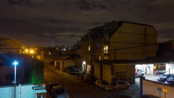 Dublin Irlandia Stycznia 2017 Upływ Czasu Miejskiego Nocy Rejestrujący Świetlne — Wideo stockowe