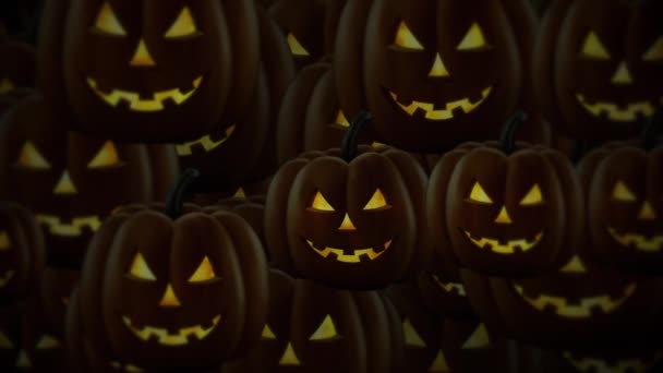 Spaventoso Buio Halloween Zucche Movimento Animazione Sfondo Zucche Malvagie Minacciose — Video Stock