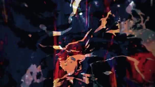 深红色 金色和蓝色的抽象液动式背景动画 — 图库视频影像