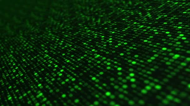 Zářící Zelené Počítačové Binární Kódy Jedničky Nuly Pohybující Směrem Kameře — Stock video