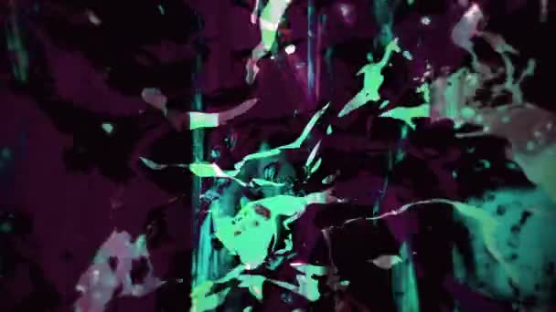 Motivo Líquido Abstracto Púrpura Oscuro Verde Estilo Grunge Animación Fondo — Vídeo de stock