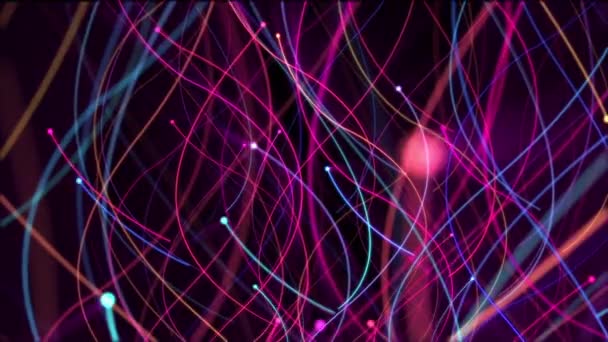 Lebendig Bunte Leuchtende Fließende Bunte Teilchen Und Bewegungspfade Hintergrundanimation Und — Stockvideo
