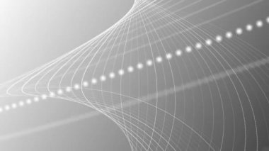 Minimalist gri tonlu zarif spiral fraktal ışık dalgası arkaplan animasyonu beyaz parçacıklarla. Tam HD ve döngü arkaplanı.