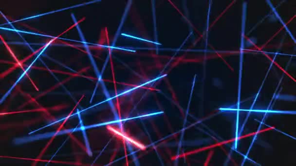 Rasch Bewegte Blinkende Rote Und Blaue Laserstrahlen Technologie Bewegungshintergrundanimation Full — Stockvideo