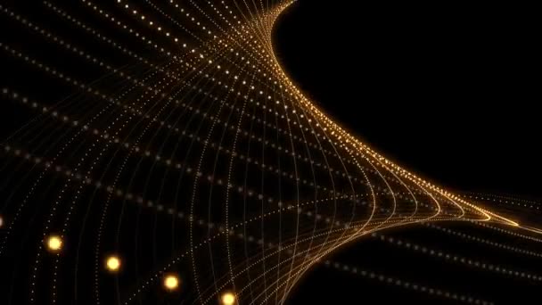 輝く粒子とエレガントな魅力的な黄金の小さな光の波の動きの背景アニメーション フルHdとループ — ストック動画