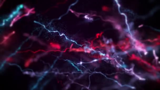 魔法の輝く赤と青の光ビームと爆発輝く粒子 ループ フルHdモーション背景アニメーション — ストック動画