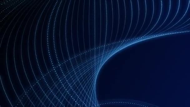 Elegante Spiraalvormige Elektrische Blauwe Fractal Lichtgolf Achtergrond Animatie Met Gloeiende — Stockvideo