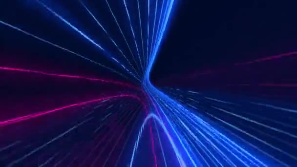 Yüksek Hızlı Mavi Pembe Fiber Optik Veri Akışı Işık Huzmeleri — Stok video