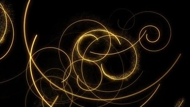 Zarif Altın Spiraller Işıldayan Parlak Parçacıklar Arka Plan Animasyonu Tam — Stok video