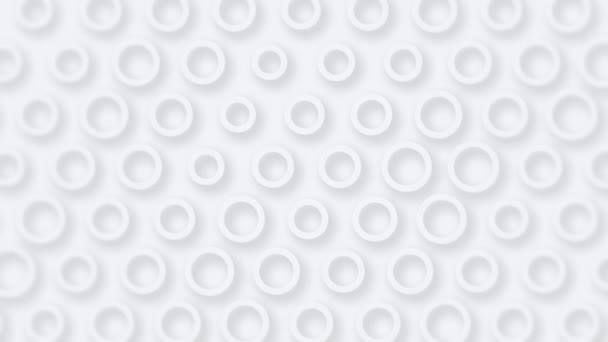 Καθαρό Λευκό Εξωθημένο Νεομορφισμός Κύκλους Κίνηση Φόντο Κινουμένων Σχεδίων — Αρχείο Βίντεο