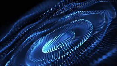 Akan mavi fraktal dalgalı parlak mavi ışık dizileri ile soyut teknoloji hareketinin arka plan animasyonu. Bokeh 'in yüzeysel derinliği. Tam HD ve döngü.