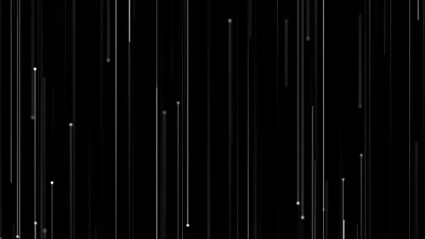 白と灰色の直線の垂直線と球を静かに移動するシンプルな黒の背景アニメーション この暗いミニマルな動きの背景はフルHdとシームレスなループです — ストック動画