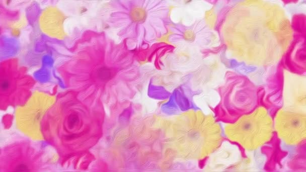 Piękny Abstrakcyjny Kwiatowy Wzór Tło Ruchu Stylu Obraz Olejny Kwiaty — Wideo stockowe