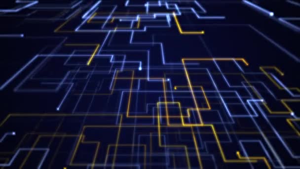 Circuit Board Styled Tech Motion Background Fast Moving Blue Gold — Video