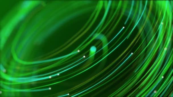 数字数据流背景动画具有快速流动的绿色光纤数据节点和粒子流 这个现代技术的背景是完整的Hd和无缝循环 — 图库视频影像