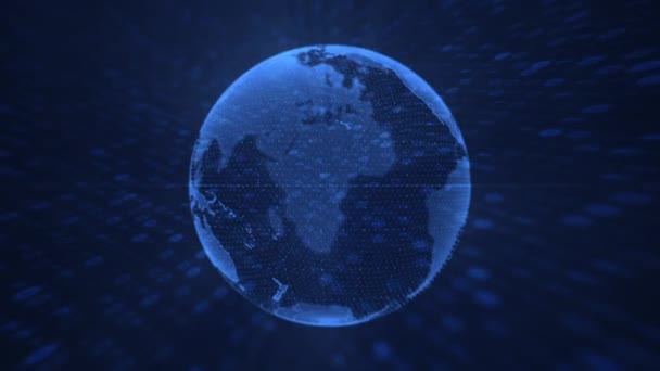 Spinning Digitalen Globus Mit Computer Binärcode Bewegt Sich Auf Die — Stockvideo