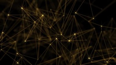 Pırıl pırıl parlayan altın renkli noktalar ve düğümlerle soyut pleksus teknolojisi. Dijital veri ağı bağlantıları kavramı. Bu modern teknoloji videosu tam bir HD ve kusursuz bir döngü..