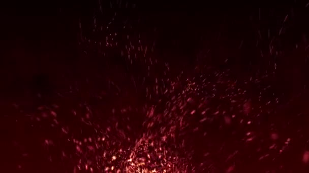 Burning Red Hot Sparks Embers Background Animation Fiery Glowing Red — Video Stock