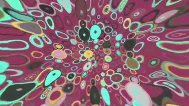 Trendy 1970s retro pattern background animation with colourful  psychedelic circles and concentric circles. This fun vintage motion background is full HD and a seamless loop.