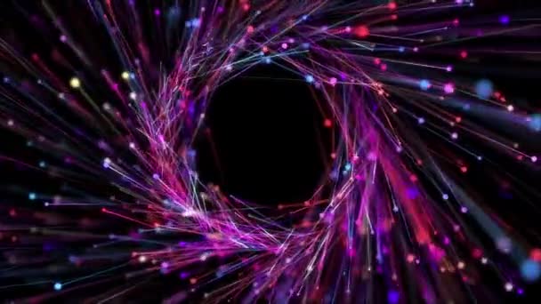 Colourful Spiraling Helix Magical Glowing Line Sphere Particles Background Animation — Stock Video
