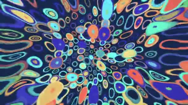 Modne Lata Retro Wzór Tła Animacja Groovy Kolorowe Kręgi Psychodeliczny — Wideo stockowe
