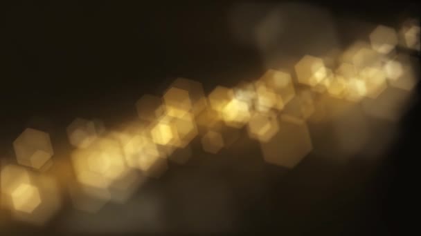 Defocused Golden Bokeh Lights Background Elegant Motion Background Animation Hexagonal — Video