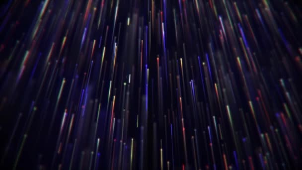 多色デジタルファイバー光データノード粒子を流れるストリーム 通信と接続の概念 フルHdとループ技術の動きの背景アニメーション — ストック動画