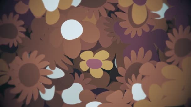 Trippy Rétro Années 1970 Motif Floral Psychédélique Animation Fond Mouvement — Video