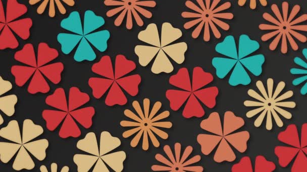 Trendy 1970 Retro Floral Design Pattern Motion Background Animation Este — Vídeo de stock