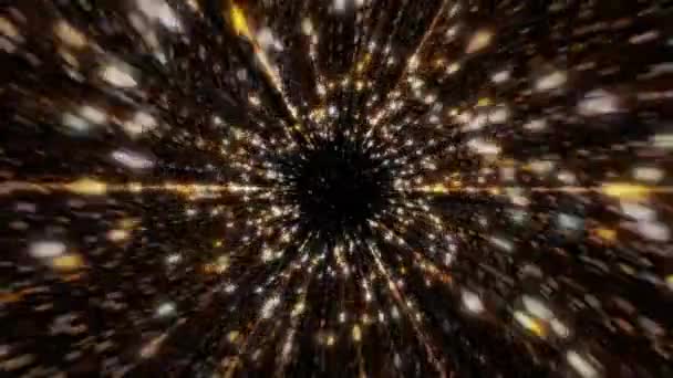 Dış Uzayda Altın Yıldızların Arka Planı Parlıyor Bir Galaksi Dolusu — Stok video