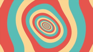 Renkli retro 1970 'lerin çarpık daireleri. Yumuşak hareket eden daireler. Renkli tonlarda. Bu basit hareket arkaplan animasyonu tam HD ve kusursuz bir döngüdür.