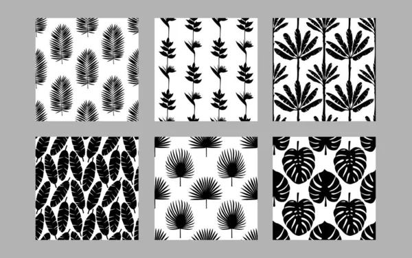 Plantes exotiques tropicales motifs sans couture ensemble — Image vectorielle