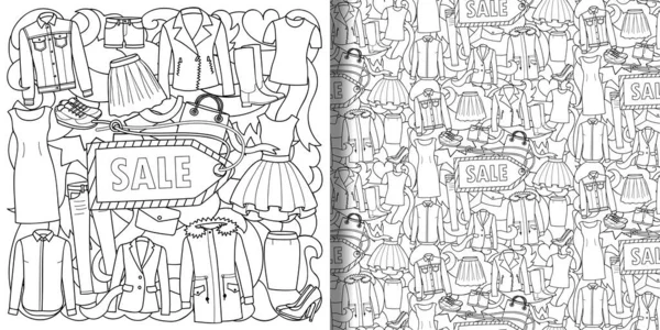 Γυναικεία Ρούχα Πώληση εκτύπωσης και αδιάλειπτη σειρά μοτίβο — Διανυσματικό Αρχείο