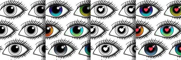 Eyes Seamless Patterns set for textile prints, wallpapers — Stock Vector