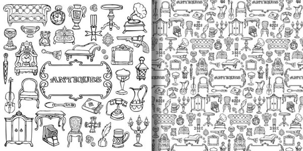 Антикварные каракули и бесшовный узор