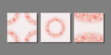 Romantik Pembe Kalpler ve parıltılı şablonlar