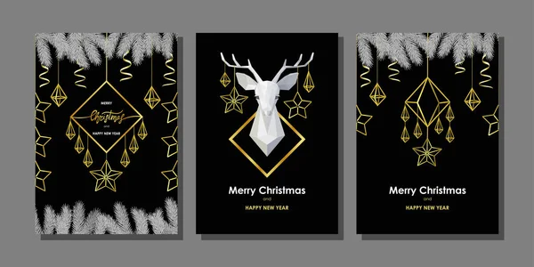 Набор рождественских и новогодних открыток в скандинавском стиле — стоковый вектор