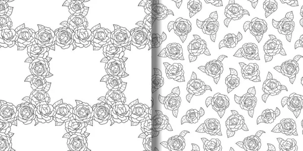 Kamélie Nastínila Bezešvé Vzory Květinové Romantické Tapety Textil Pozvánky Přání — Stockový vektor