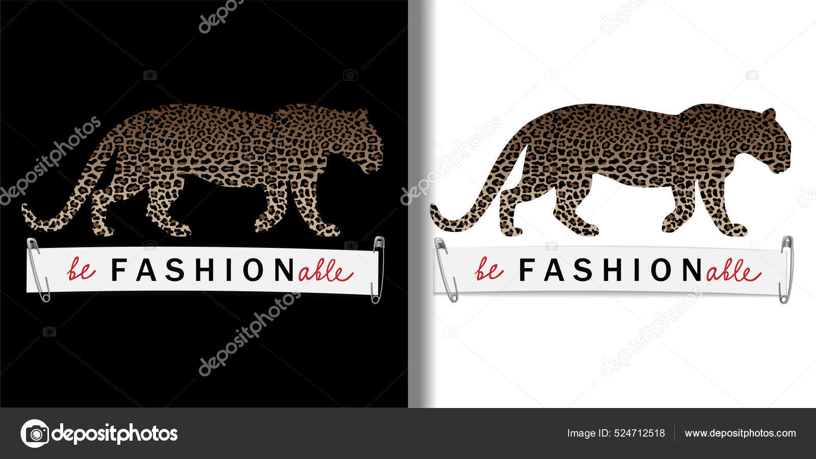 Fashionable Animal Prints Set Leopard Silhouette Leopard Pattern Trend