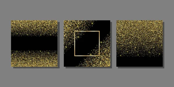 Templates Set Golden Glitter Star Diamond Particles Greeting Card Covers — 图库矢量图片