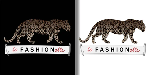 Fashionable Animal Prints Set Leopard Silhouette Leopard Pattern Trend Fashion — Wektor stockowy